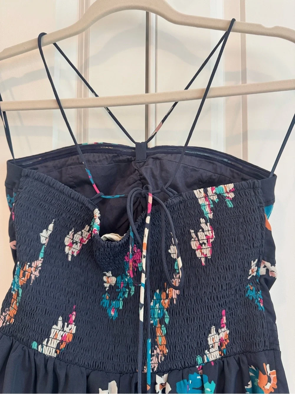 American Eagle Outfitters Navy Floral Summer Romper with Pockets - Picture 5 of 7